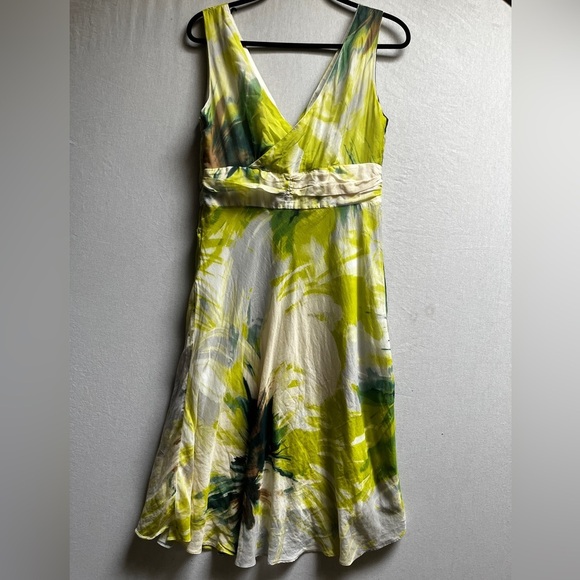 Steilmann silk cotton Elegant Green and White Women's Midi Dress Sz 12 - Picture 15 of 15